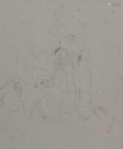 Jean LAUNOIS (1898-1942)<br />
Arabe et son enfant<br />
Des...