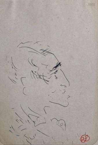 Jean LAUNOIS (1898-1942)<br />
Etude d'homme<br />
Encre ave...
