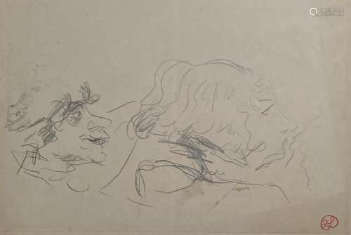 Jean LAUNOIS (1898-1942)<br />
Etude de visages<br />
Dessin...
