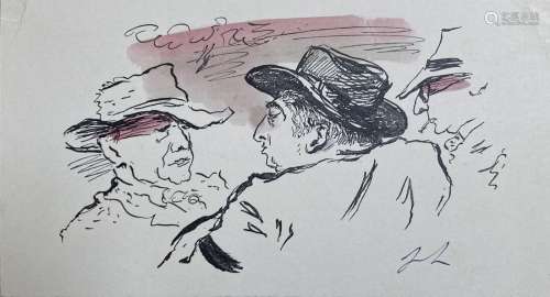 Jean LAUNOIS (1898-1942)<br />
Trois hommes aux chapeaux<br ...
