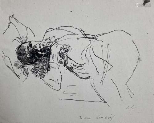 Jean LAUNOIS (1898-1942)<br />
Homme étendu<br />
Encre sign...