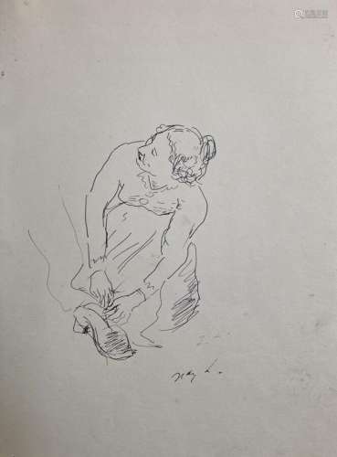 Jean LAUNOIS (1898-1942)<br />
Femme nouant les lacets<br />...