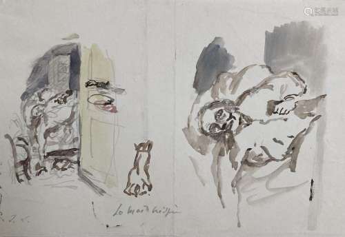 Jean LAUNOIS (1898-1942)<br />
Etudes<br />
Aquarelle signée...
