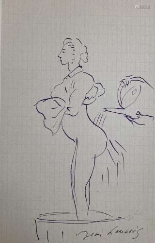 Jean LAUNOIS (1898-1942)<br />
Femme à sa toilette<br />
Enc...