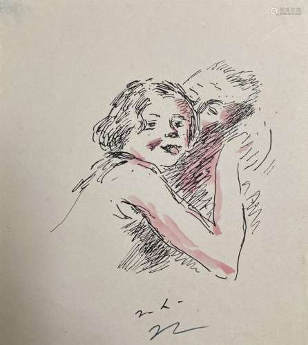 Jean LAUNOIS (1898-1942)<br />
L'étreinte<br />
Encre rehaus...