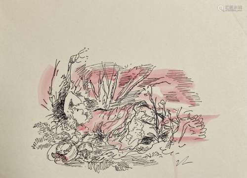 Jean LAUNOIS (1898-1942)<br />
Paysage<br />
Encre et aquare...