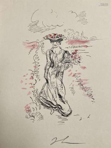 Jean LAUNOIS (1898-1942)<br />
Portrait de dame<br />
Estamp...