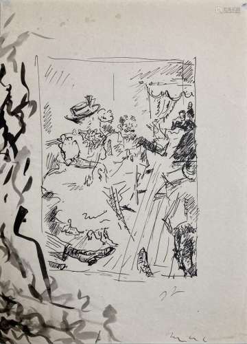 Jean LAUNOIS (1898-1942)<br />
Scène de cabaret<br />
Encre ...