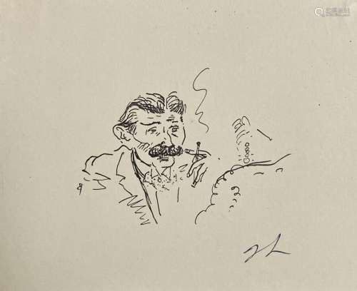 Jean LAUNOIS (1898-1942)<br />
Le fumeur<br />
Estampe monog...