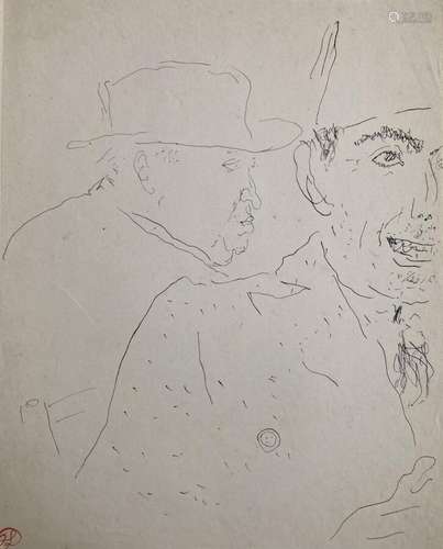 Jean LAUNOIS (1898-1942)<br />
Deux personnages<br />
Encre ...