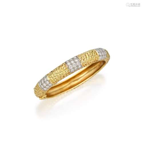 Van Cleef & Arpels . Gold and Diamond Bangle-Bracelet.