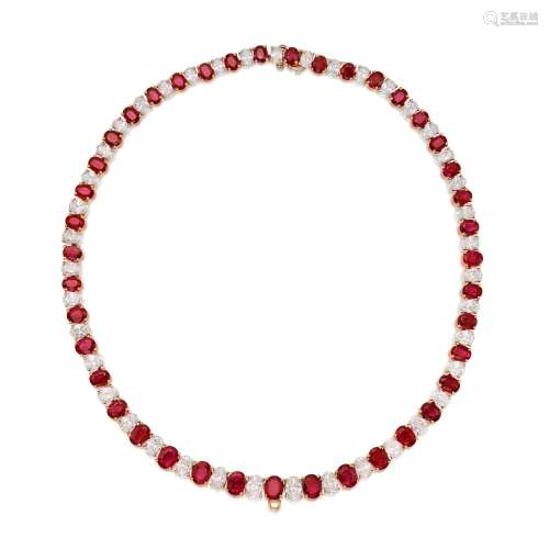 Oscar Heyman & Brothers . Ruby and Diamond Necklace.
