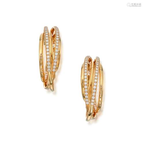 de Grisogono . Pair of Gold and Diamond 'Allegra' Earclips.