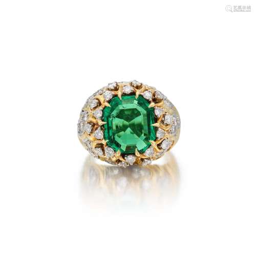 Gold, Emerald and Diamond Ring, Mounting by Cartier . Gold, ...