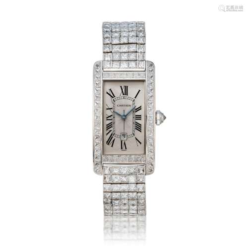 Cartier . Diamond 'Tank Américaine' Wristwatch.