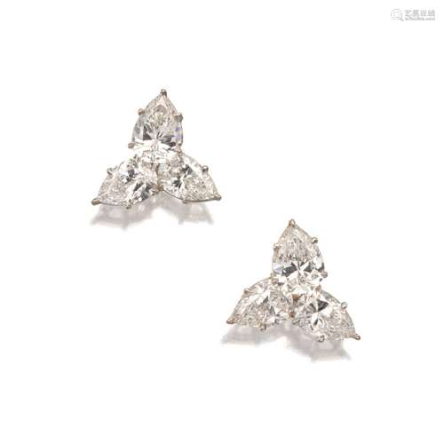 Pair of Diamond Earrings . Pair of Diamond Earrings.