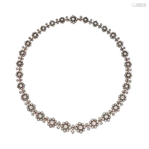 Silver-Topped Gold and Diamond Necklace . Silver-Topped Gold...