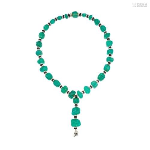Verdura . Emerald, Onyx and Diamond Necklace.