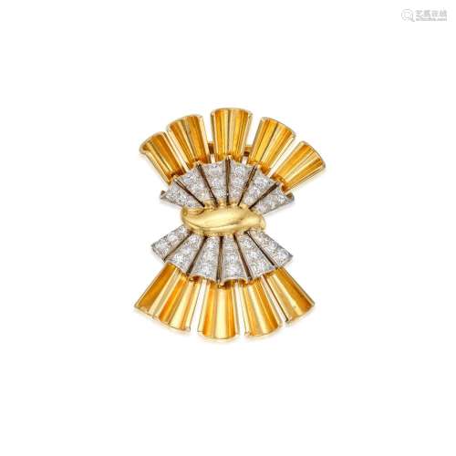 Van Cleef & Arpels . Gold and Diamond Clip-Brooch, Franc...