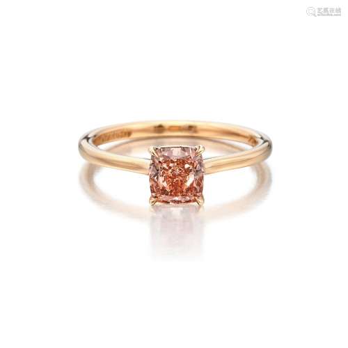 Fancy Deep Orangy Pink Diamond Ring . Fancy Deep Orangy Pink...