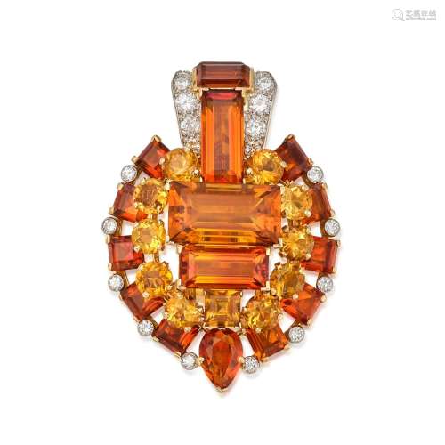 Cartier . Citrine and Diamond Clip.