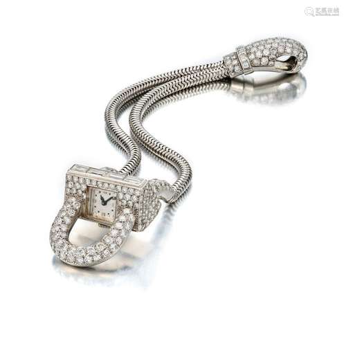 Van Cleef & Arpels . Platinum and Diamond 'Cadenas' Brac...