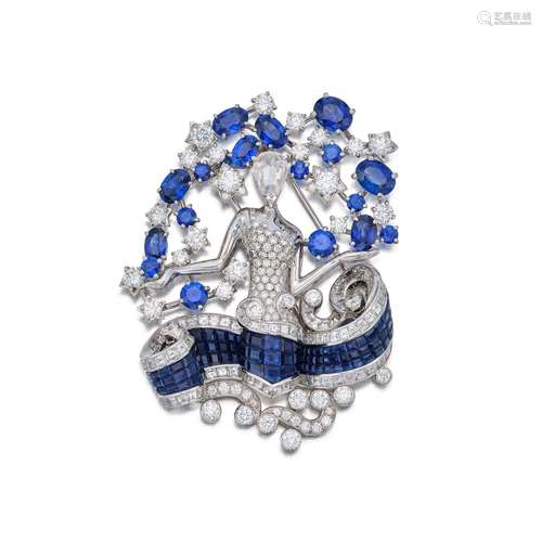 Van Cleef & Arpels . Diamond and Sapphire 'Virgo' Brooch...