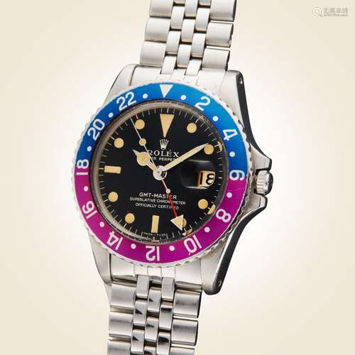 Rolex . Reference 1675 GMT-Master 'Fuchsia' | A stainless st...