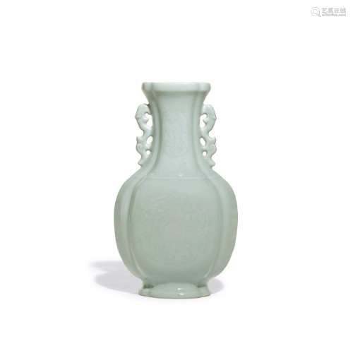A rare celadon-glazed quadrilobed 'mythical beast' vase, Sea...