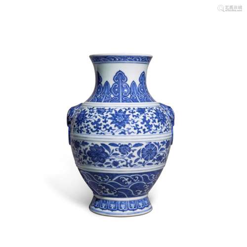 A Ming-style blue and white vase (Hu), Seal mark and period ...