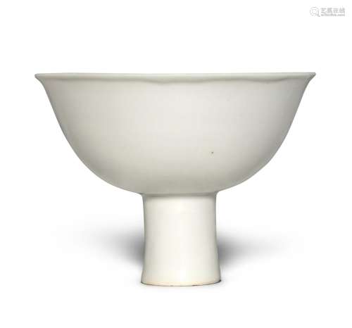 A white-glazed stem bowl, Ming dynasty, 15th century | 明十五...