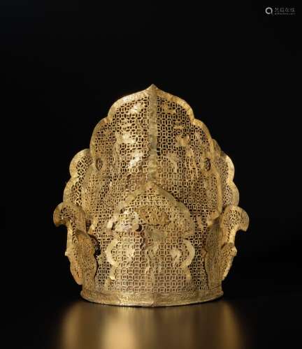 A rare and important gilt-silver filigree 'phoenix' crown, L...