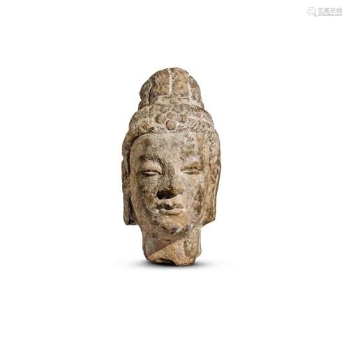 A stone head of a bodhisattva, Sui dynasty | 隋 石雕菩薩首像
