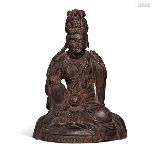 A gilt-lacquered wood figure of Guanyin, Ming dynasty | 明 木...