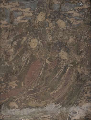A polychrome stucco 'celestial maidens' fresco fragment, Min...