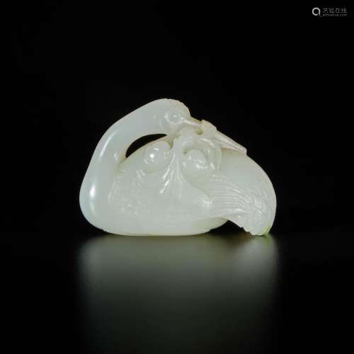 A white jade carving of a recumbent goose, Qing dynasty, Qia...