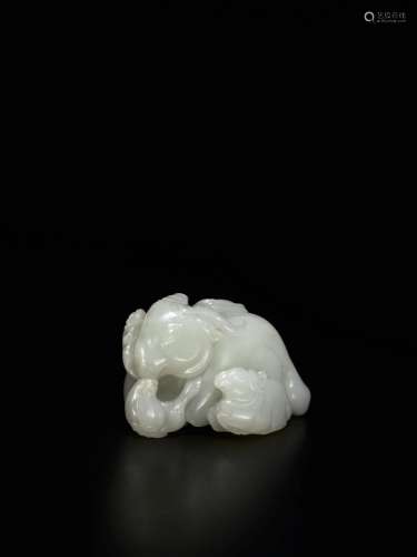 A white jade 'Three Rams' group, Qing dynasty, 18th / 19th c...