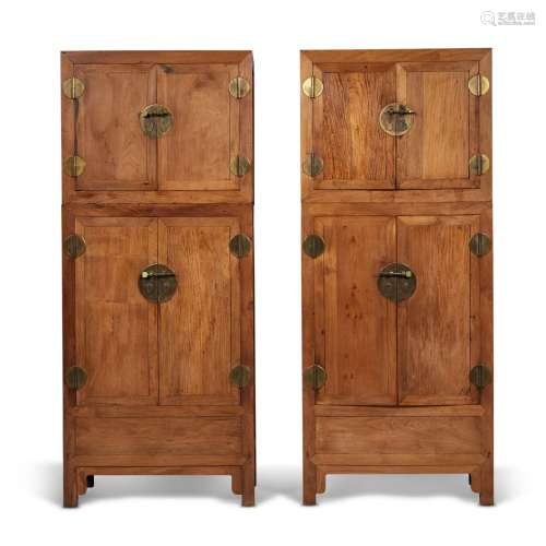A pair of 'huanghuali' compound cabinets (Sijiangui), Qing d...
