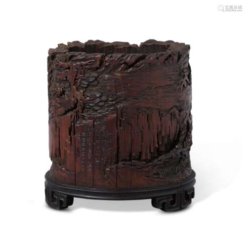A carved and inscribed bamboo 'Red Cliffs' brushpot, Dated J...