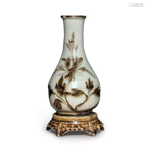 A rare iron-brown-decorated Qingbai 'floral' vase, Yuan dyna...