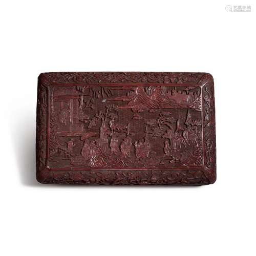 A large carved cinnabar lacquer 'Romance of the Three Kingdo...