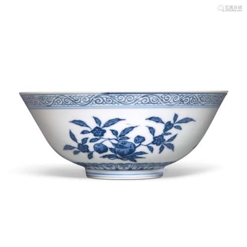 A Ming-style blue and white 'sanduo' bowl, Seal mark and per...