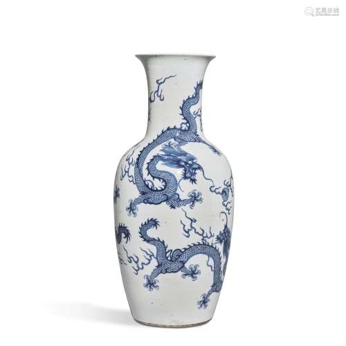 A blue and white 'dragon' vase, Qing dynasty, 19th century |...