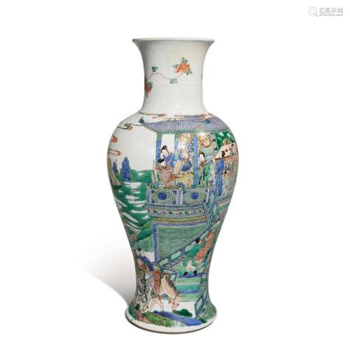 A famille-verte 'figural' baluster vase, Qing dynasty, Kangx...