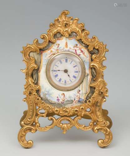 Table clock in gilt bronze. Vienna. Louis XV style. Late 19t...