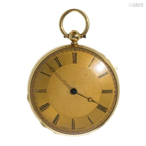 LECOMTE GENEVA" 18K yellow gold pocket-watch. Second ha...