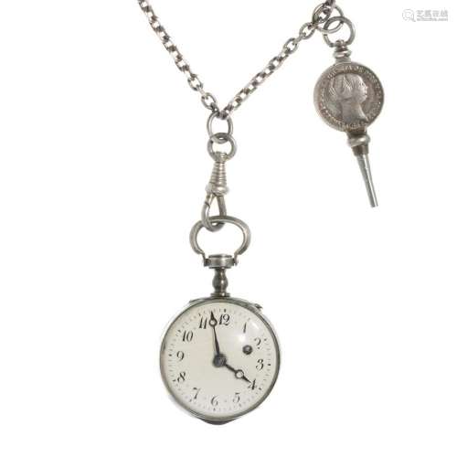 Women`s pendant watch in sterling silver. "LEROY PARIS&...