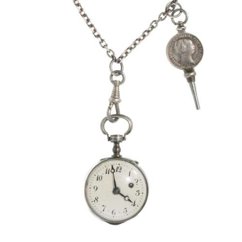 Women`s pendant watch in sterling silver. "LEROY PARIS&...