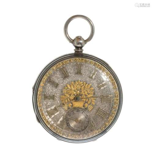 Lepine pocket watch in silver and silver gilt. London. B. Ma...