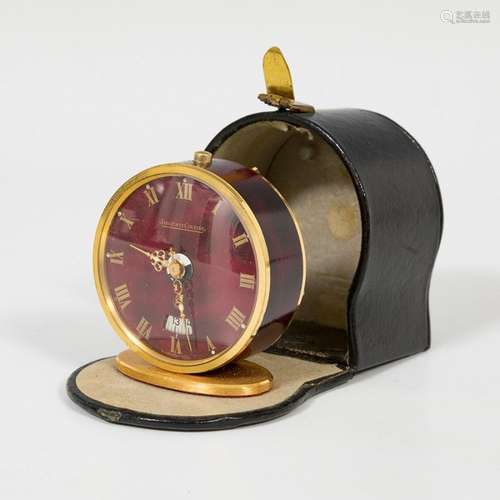 Jaeger LeCoultre travel clock; Switzerland 1960s.Gilt bronze...